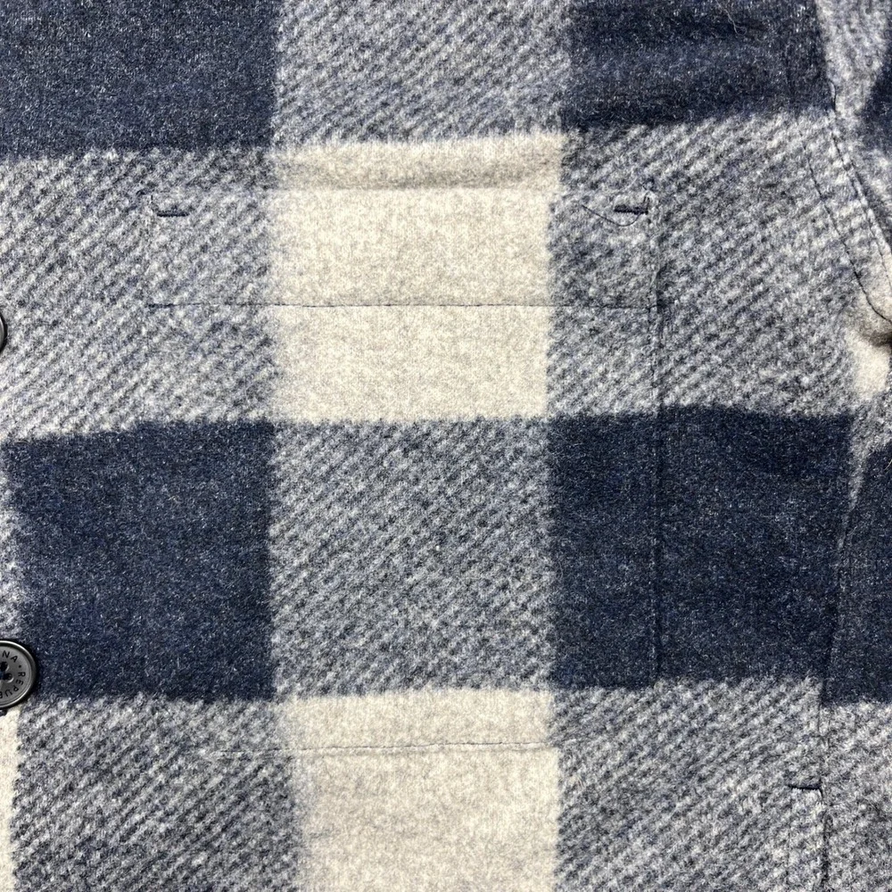 Banana Republic Lined Flannel Shirt Jacket Mens Navy Grey‎ Buffalo Plaid Small
